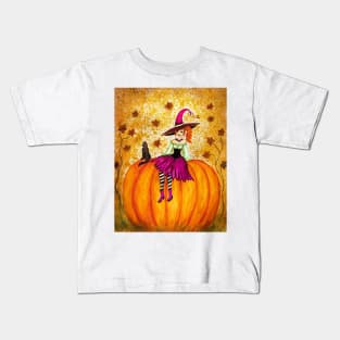 Redhead witch ready for autumn Kids T-Shirt